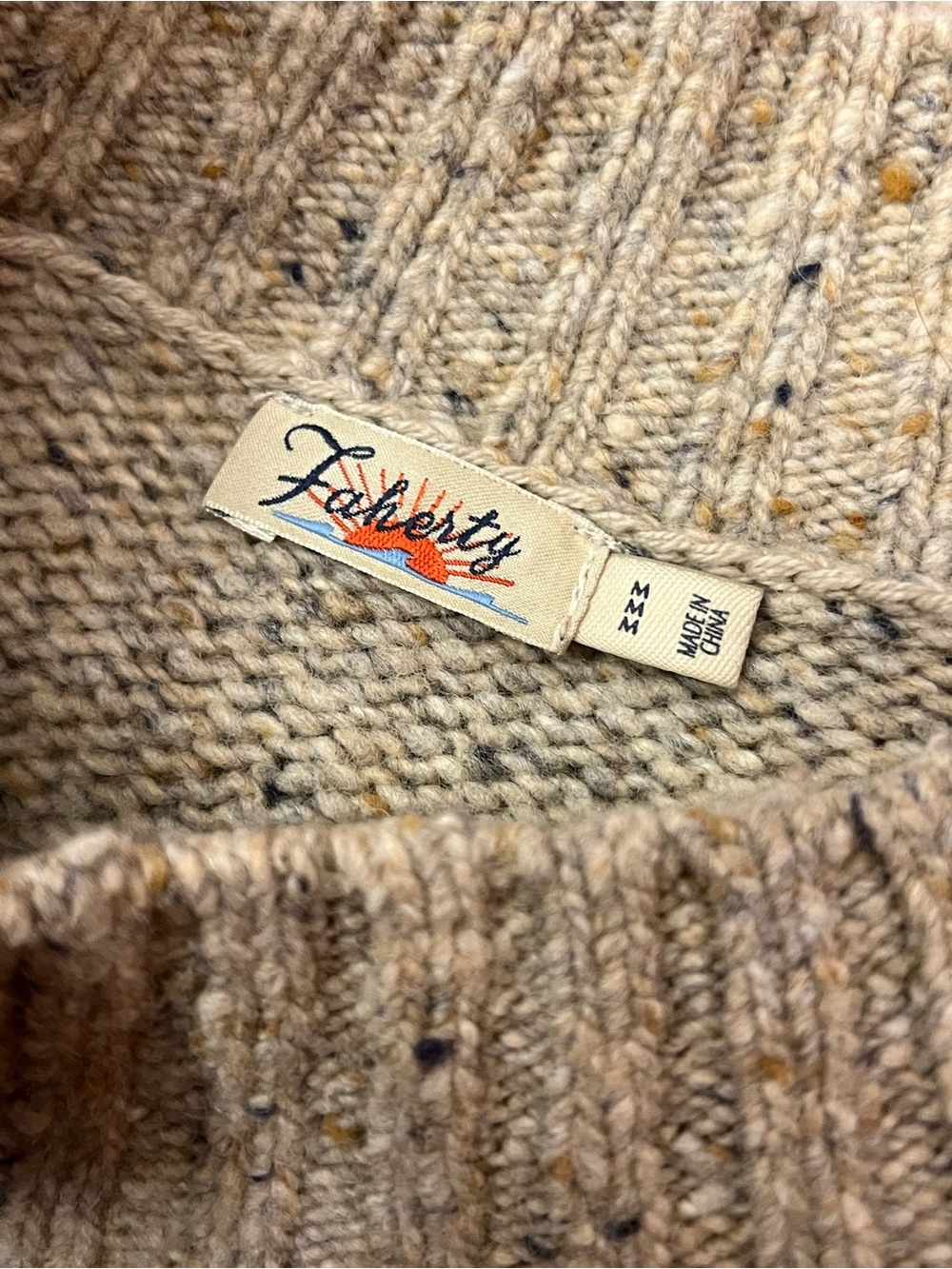 Faherty Oatcake Boone Sweater Merino Wool Alpaca Medium - Picture 11 of 12